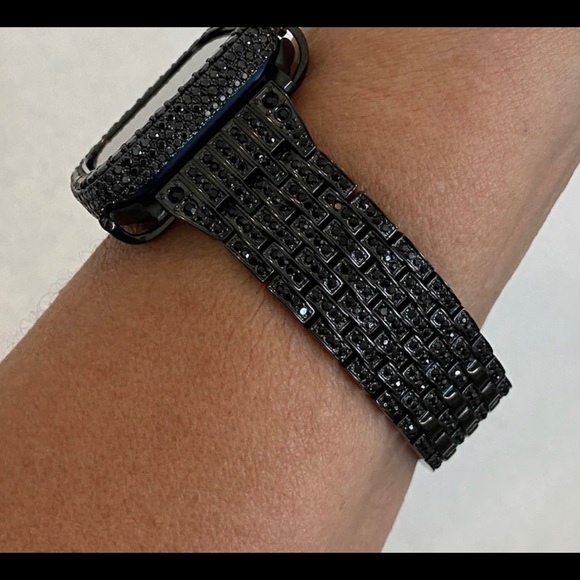 Apple Watch Black Lab Diamonds Bezel Case Band & Cover - Picture 1 of 6